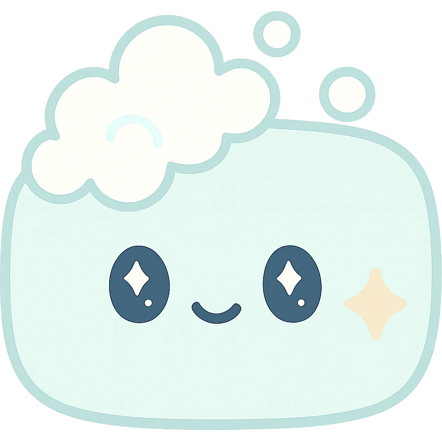 soap bar with foam, soft illustration style emoji