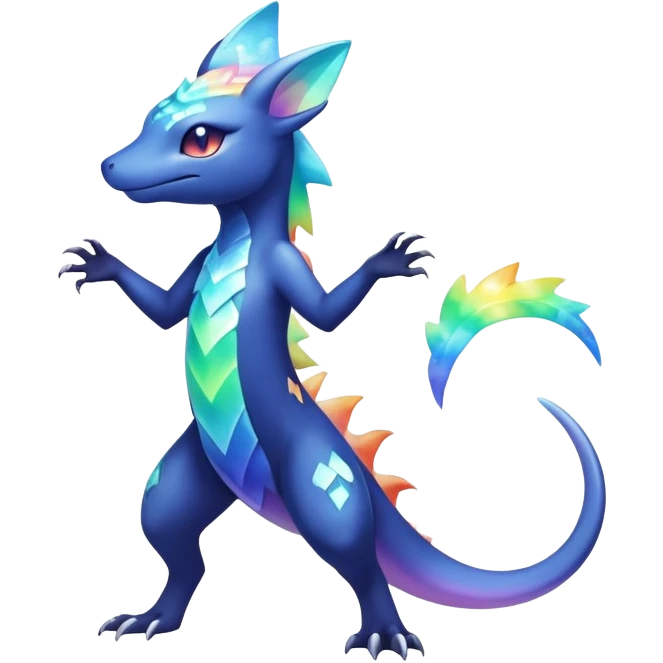 Rainbow crystalic Shiny pastel Nebulae Salandit-Meowstic-Noibat-Fakémon-hybrid-creature (full body)  emoji