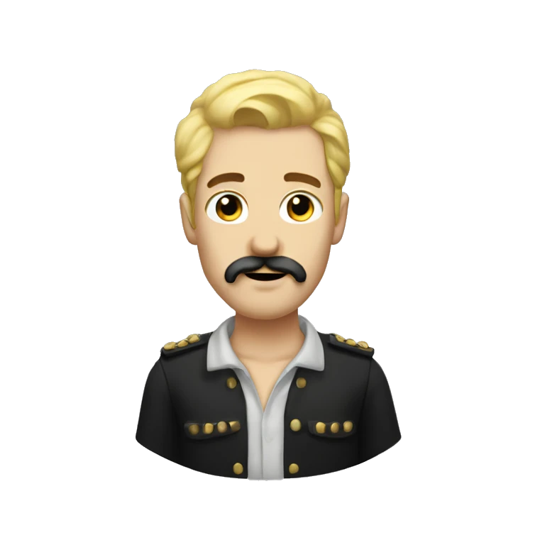 One man with blonde hair and black moustache and a black beard emoji