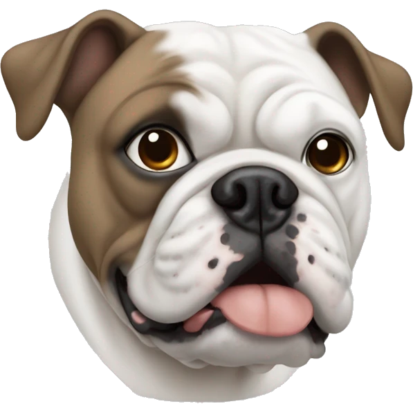White bulldog with one blue eye and one brown eye emoji