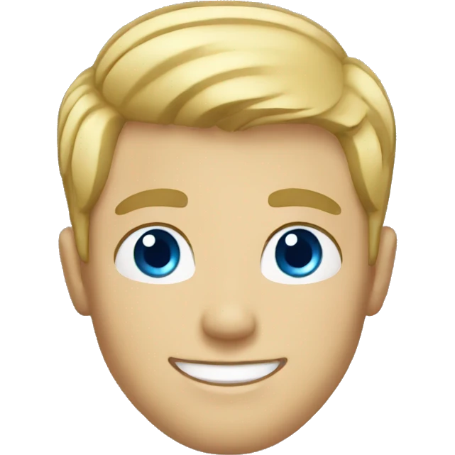 Blonde dude with short hair smiling and blue eyes emoji