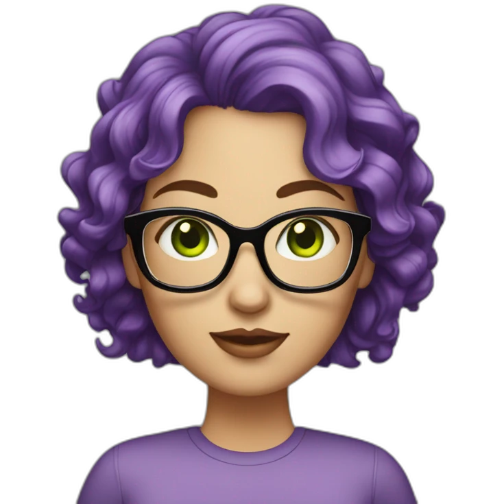 curvy-white-woman,wavy-purple-hair,green-eyes-square-glasses emoji