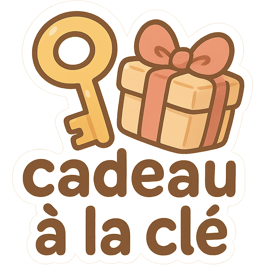 étiquettes avec marqué en texte  : cadeau à la clé emoji