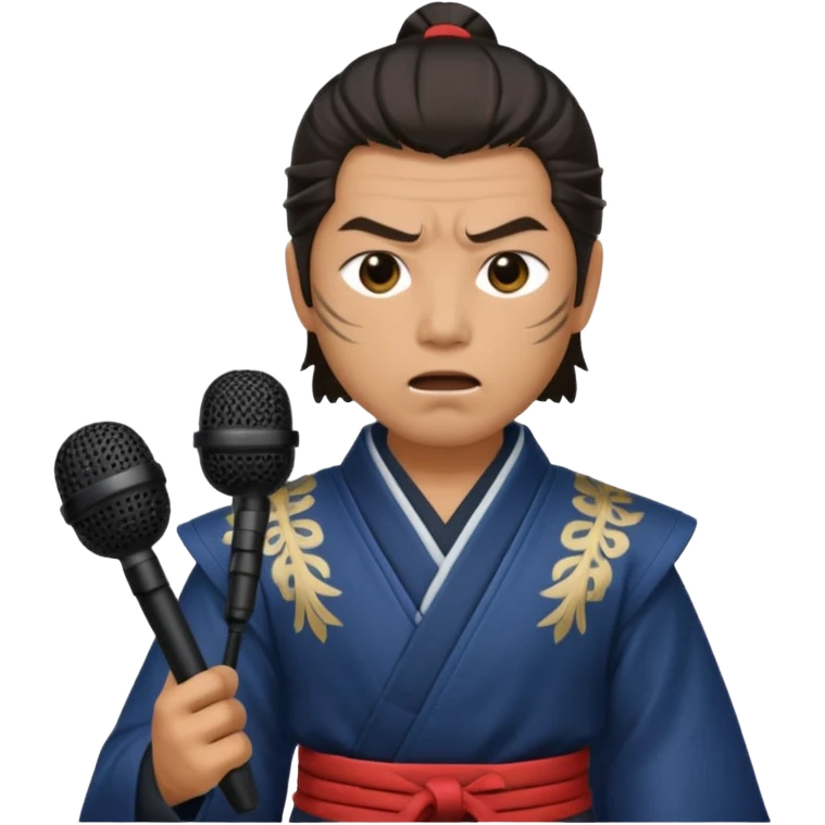 samurai singing with micro emoji