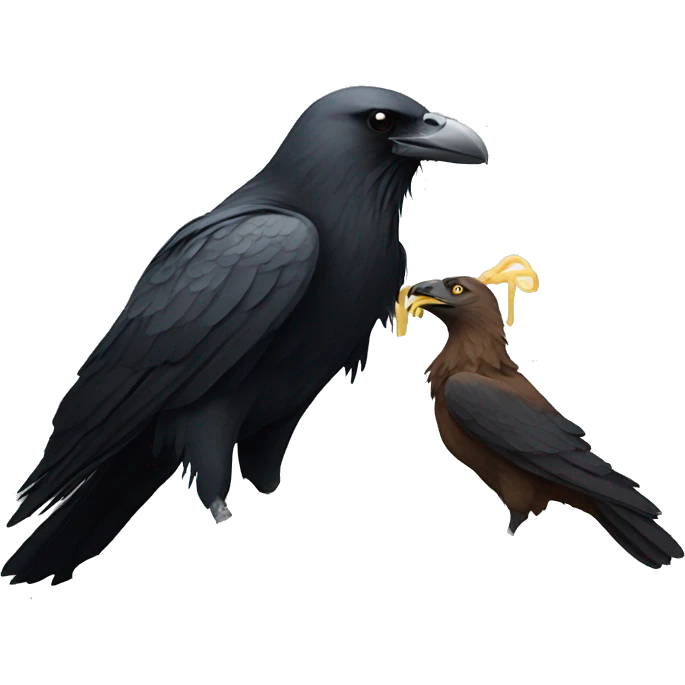 Crow and eagle eating pasta emoji