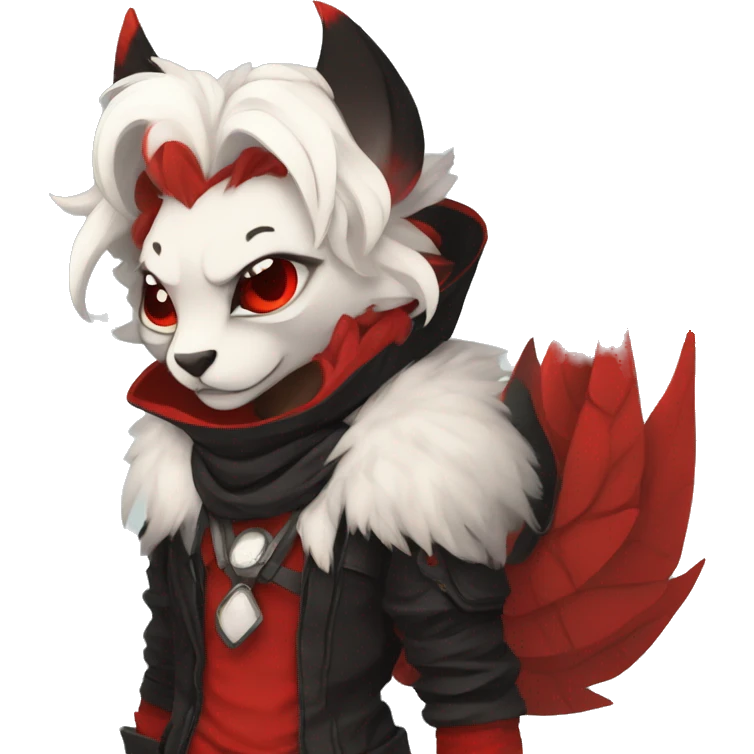 Black and Red Ethereal Cool Edgy Cute Anthro Fakémon emoji