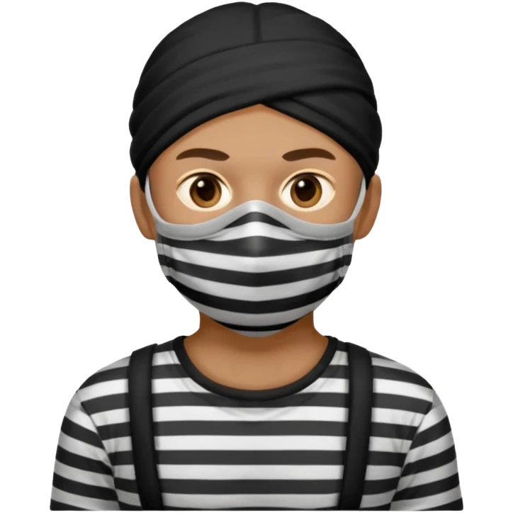 thief, with stripped shirt, facemask emoji