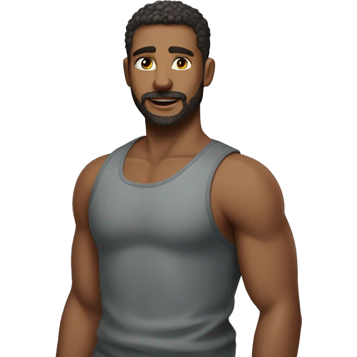 confident man with facial hair wearing a tank top emoji
