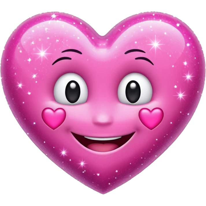 pink sparkly heart with a smile, girly and motivating emoji emoji