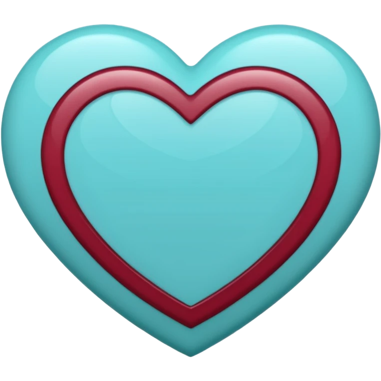 I need a heart with teal, maroon, and light blue in it. Can the maroon be a strip in the middle? emoji
