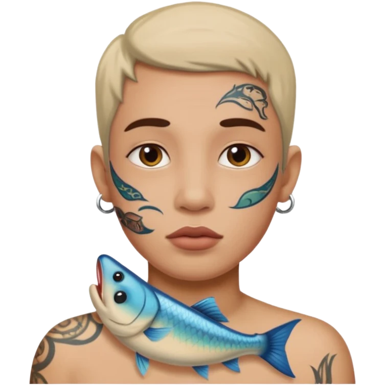 Minnow on throat tattoo emoji