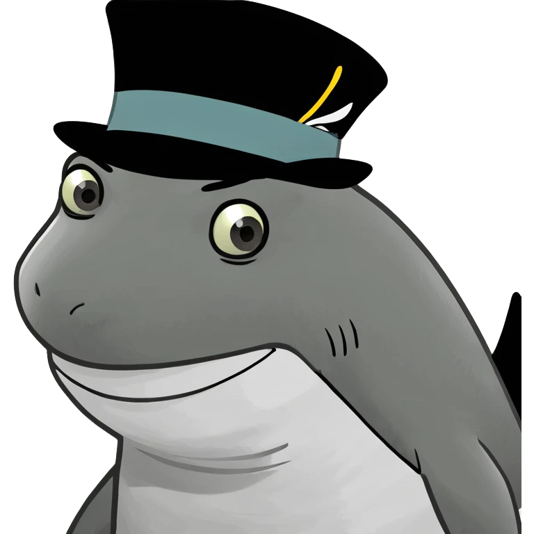 Shark with a top hat emoji