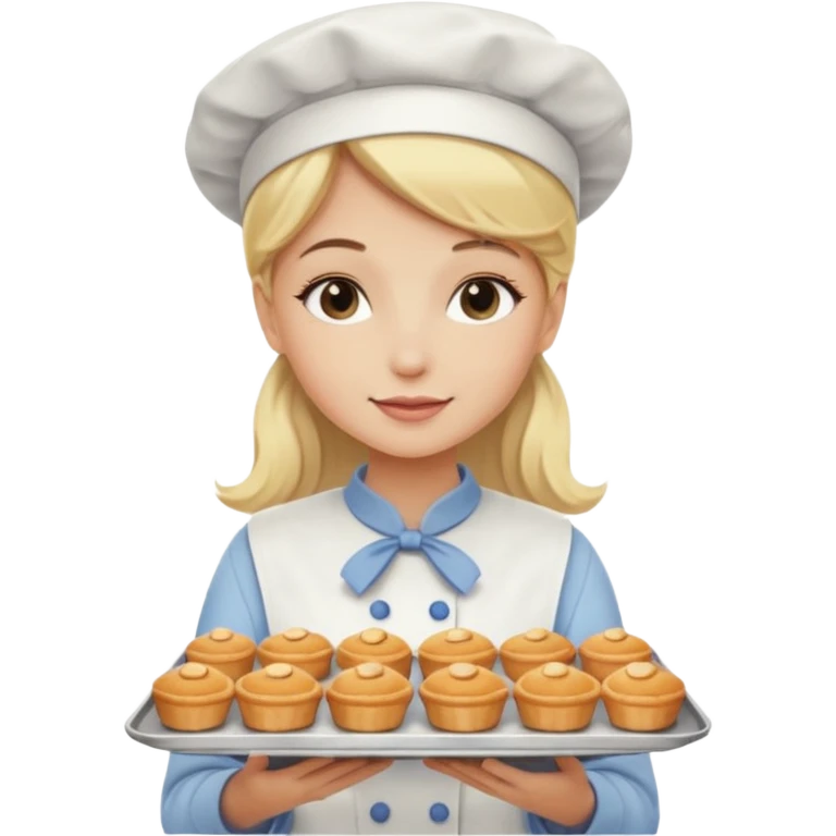 blonde girl with bakers outfit emoji