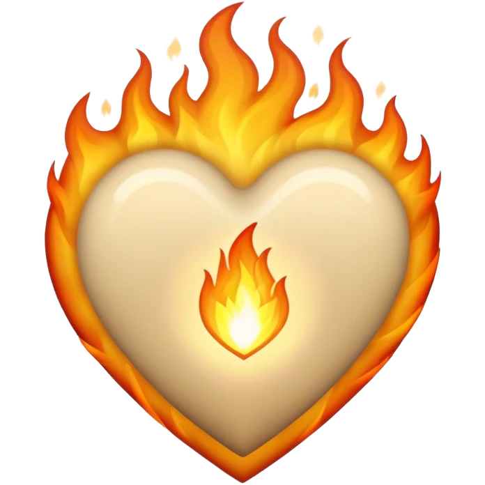 Beige heart with fire emoji
