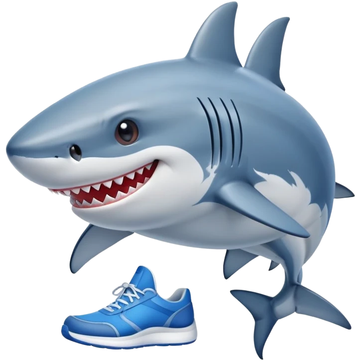 Smiling shark with blue kicks emoji