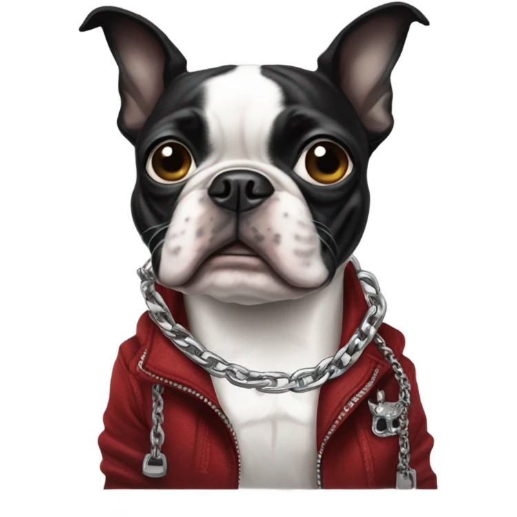 boston terrier with rapper chain emoji
