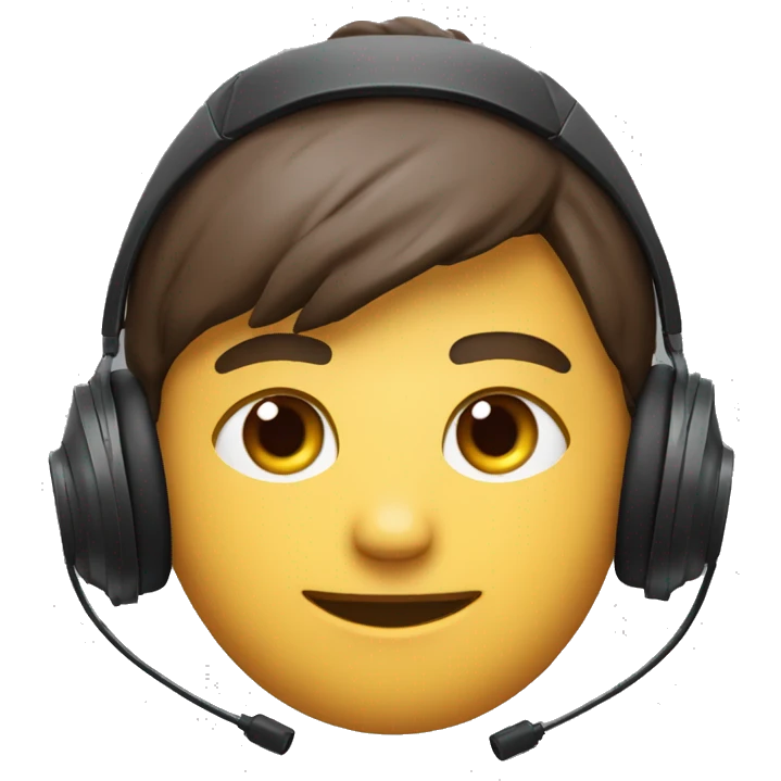 Gamer, Glatze, schwarzes Headset mit schwarz-grünen Katzenohren, kurzer rot-brauner Vollbart, grau-blaue Augen, Hoodie mit kapuze emoji