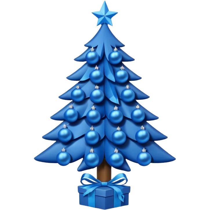 Cute blue Christmas tree decorated with blue balls and blue ribbons emoji