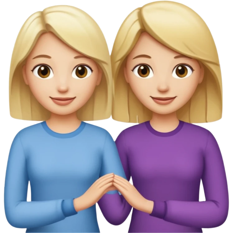 blonde woman holding hands with a brunette woman emoji