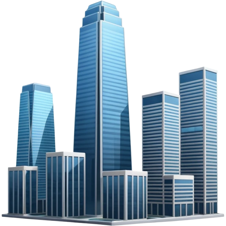 generate a realistic skyscraper and several smaller ones nearby emoji