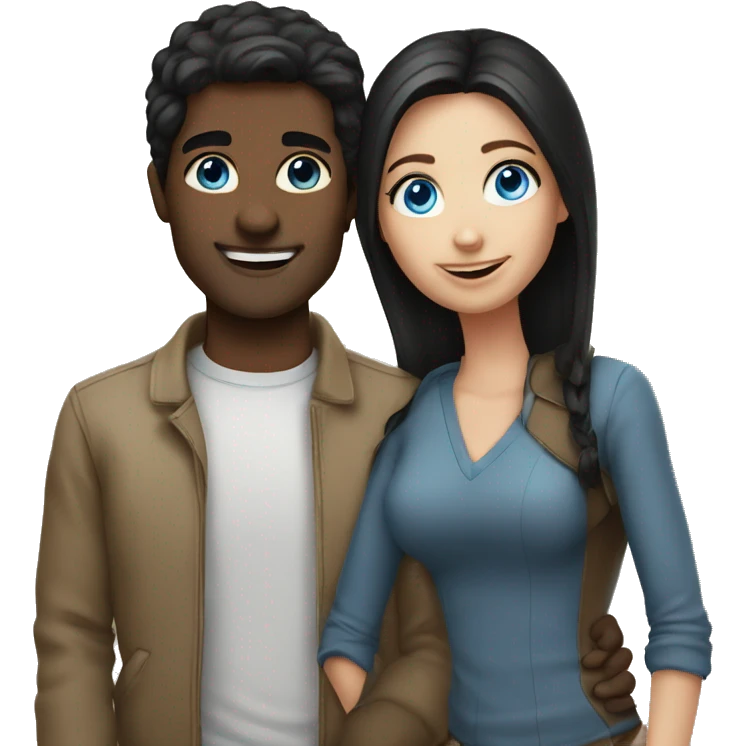 smiley couple blue eyes and dark hair emoji
