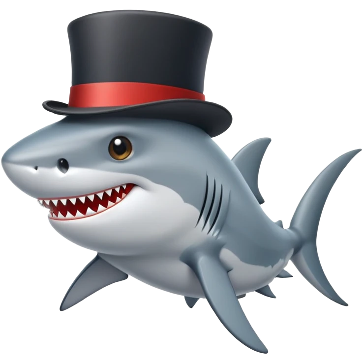 Shark with a top hat emoji