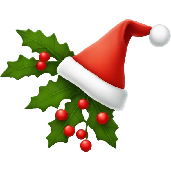 red Santa hat with mistletoe  emoji
