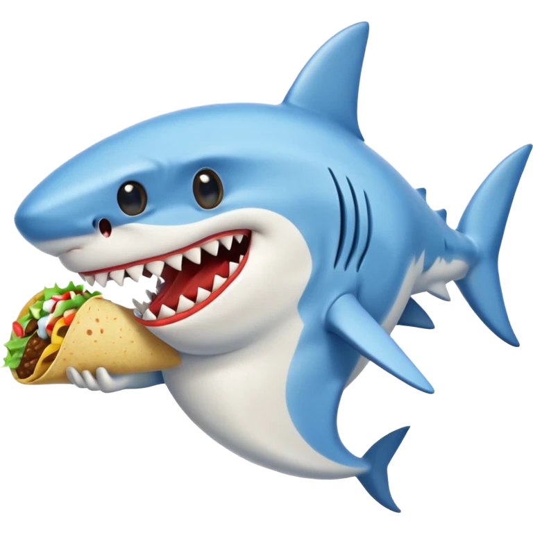 shark wearing a white dress eating a taco emoji