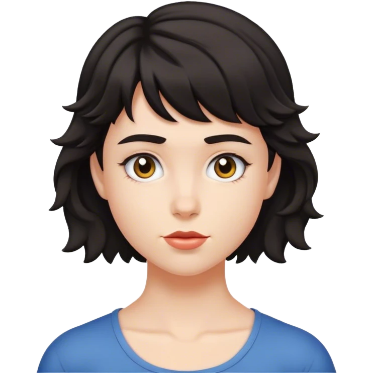 matt girl with super super short mullet wavy dark hair emoji