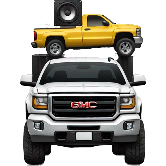 Lifted gmc truck with speakers  emoji