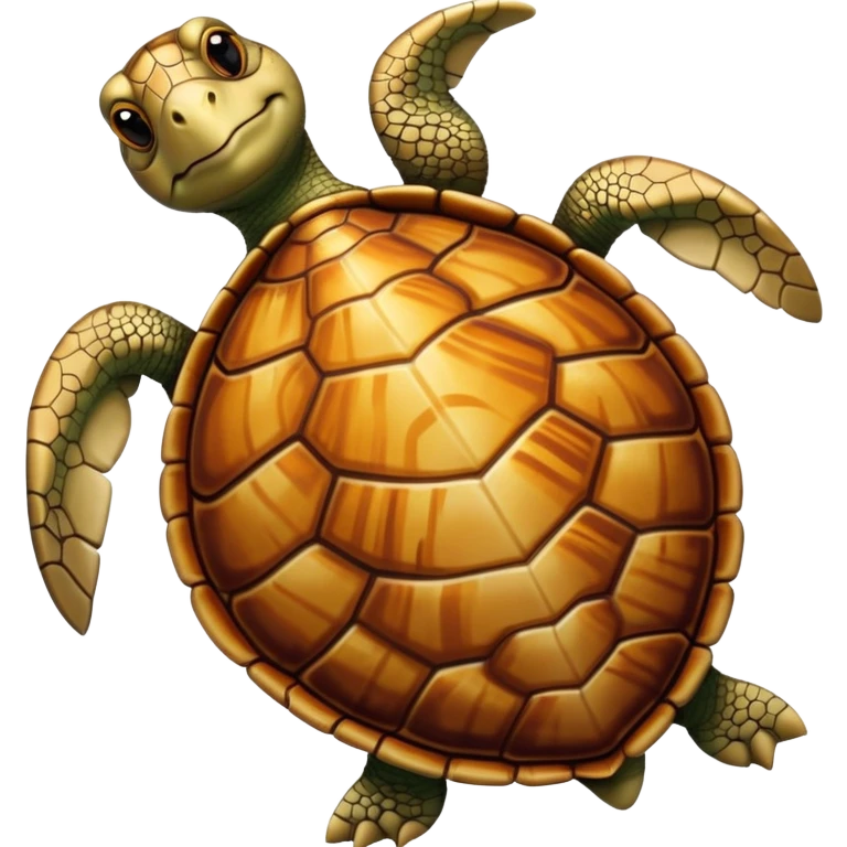 A turtle’s shell shines in the sunlight, strong and patterned like nature’s armor emoji