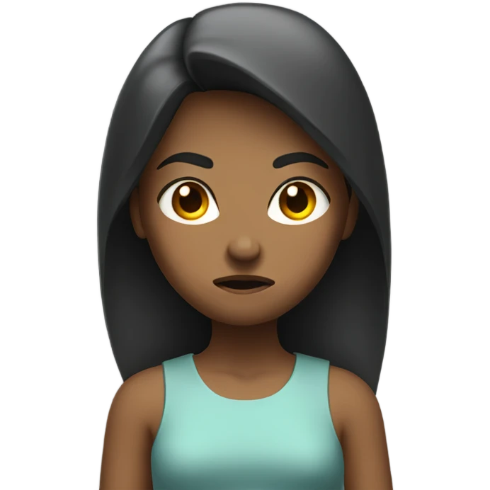A girl standing with angry face emoji