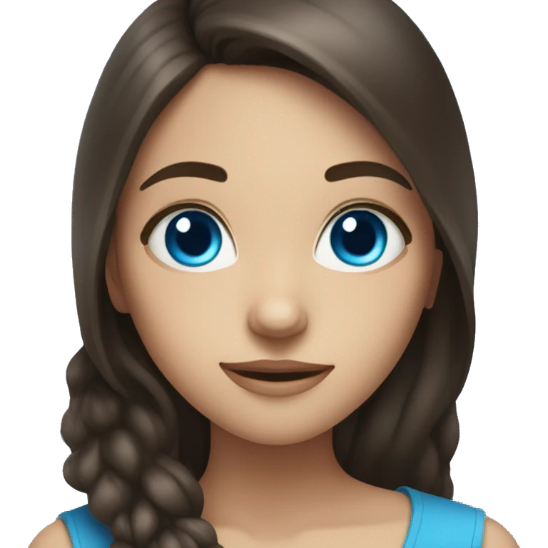 Brunette girl with blue eyes with photo camera emoji