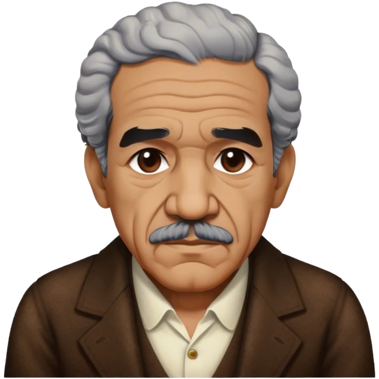 Cinematic Realistic Gabriel García Márquez Portrait Emoji, depicted as a visionary writer with a contemplative gaze in period attire, rendered with rich textures and warm literary lighting that captures his magical realism legacy. emoji