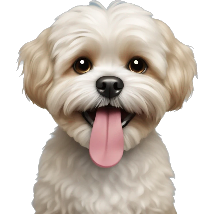 Shih tzu cross toy poodle smiling with tongue out emoji