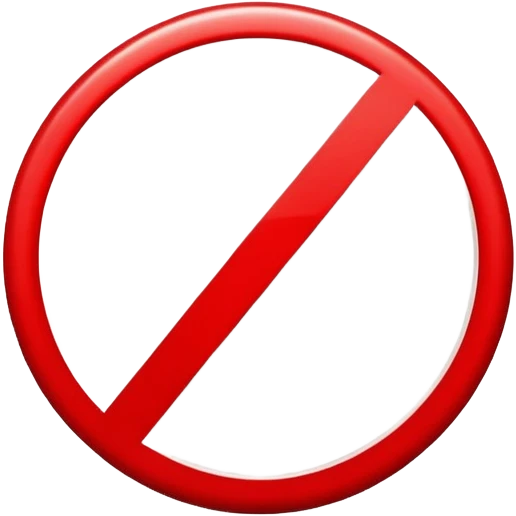 prohibition symbol, red circle with diagonal line through it emoji