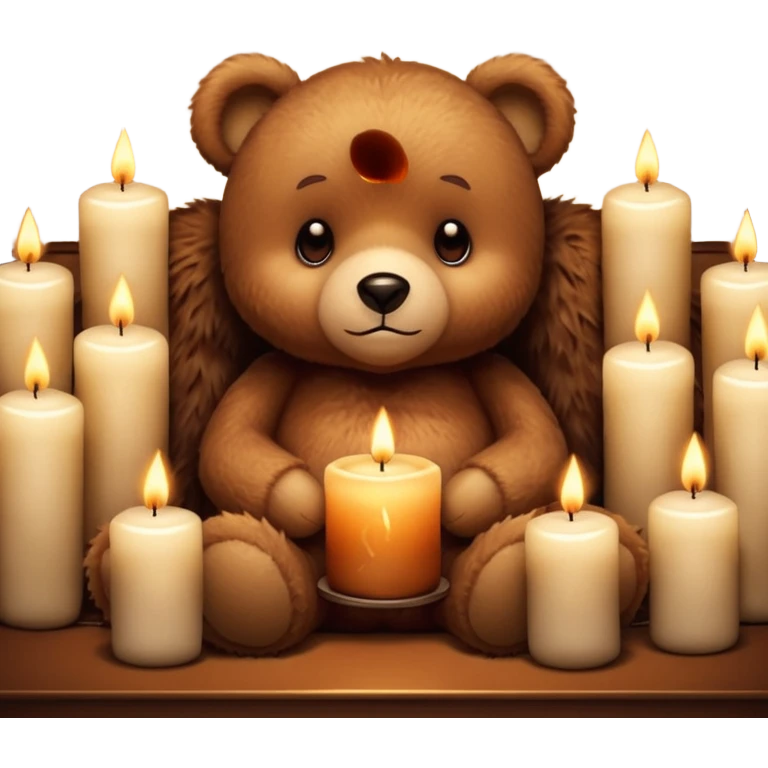 Cozy teddy bear watching tv with candles on emoji
