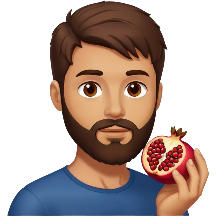 brunette white man eating pomegranate  emoji