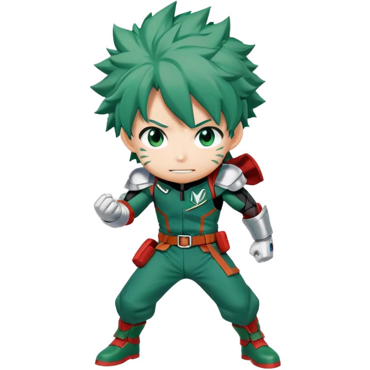 Izuku Midoriya (Deku) from My Hero Academia with green hair and hero costume emoji