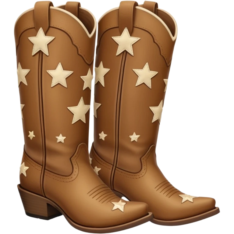 light brown cowgirl boots with lots of cream stars emoji