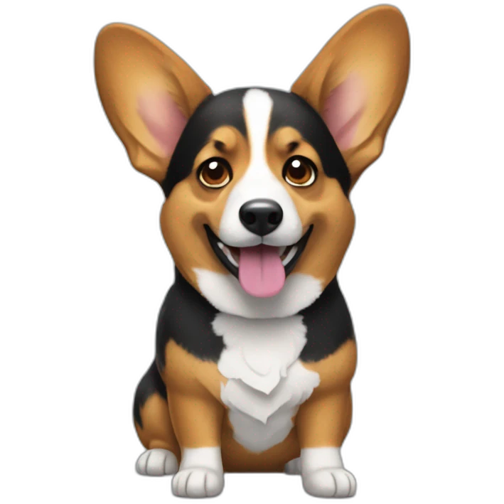 Corgi negro con un fuet emoji