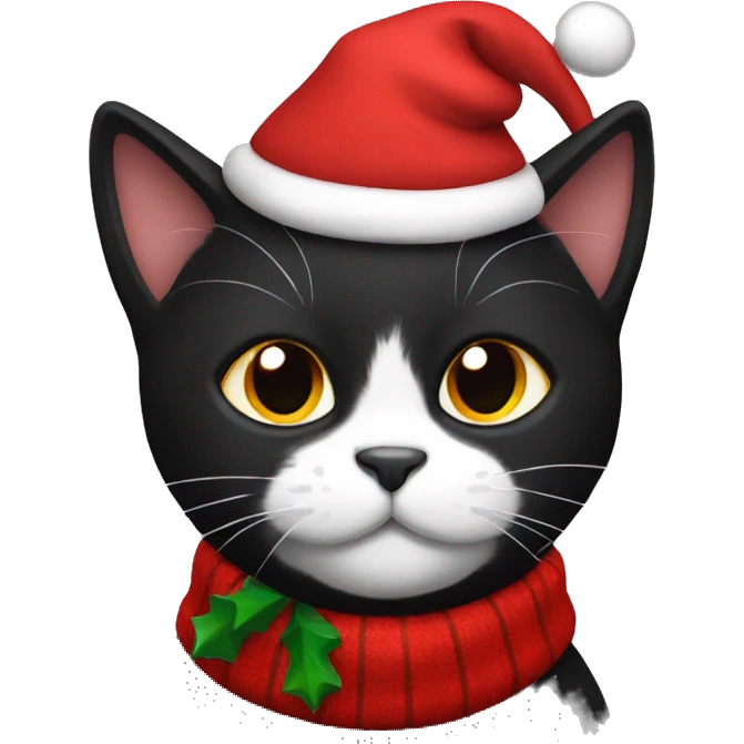 Black cat with a Christmas outfit emoji