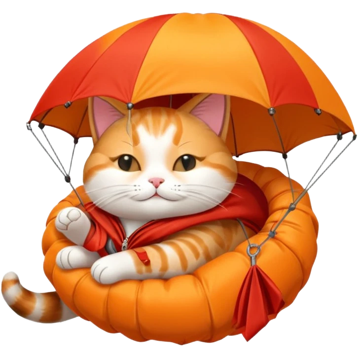 sleepy cat with red parachute emoji