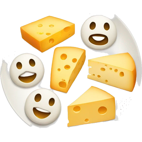 different cheeses with hidden faces on a plate emoji