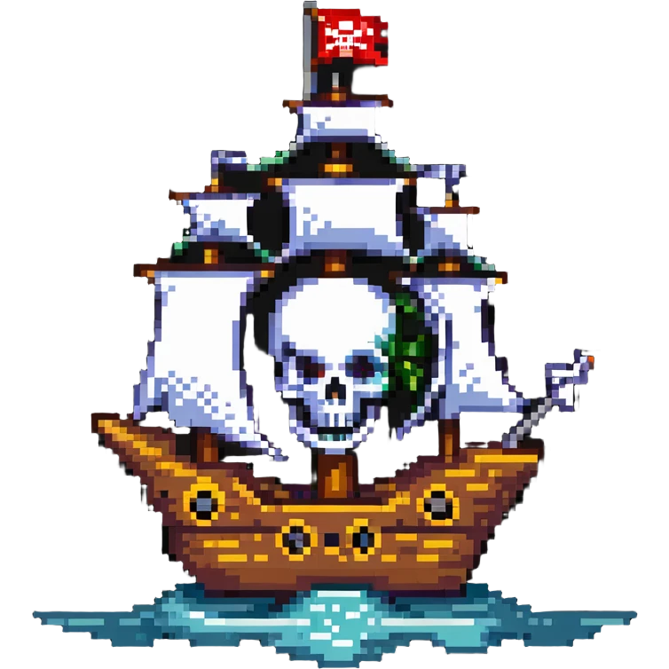 pirate ship with skull flag emoji