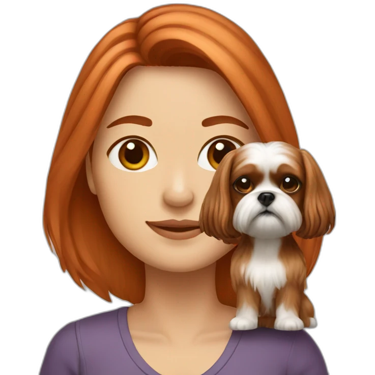 woman with copper hair and shih tzu emoji