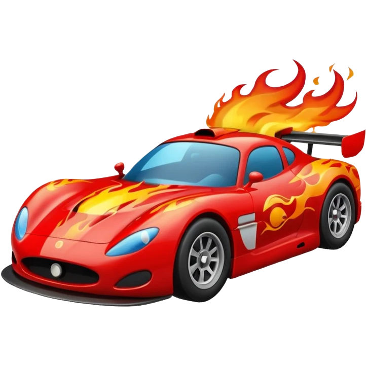 Racing car with flames coming out the back emoji