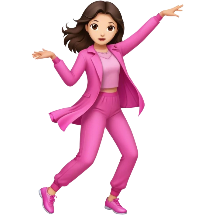 Fantastic dance emotion!!! (brunette girl in pink clothes) emoji