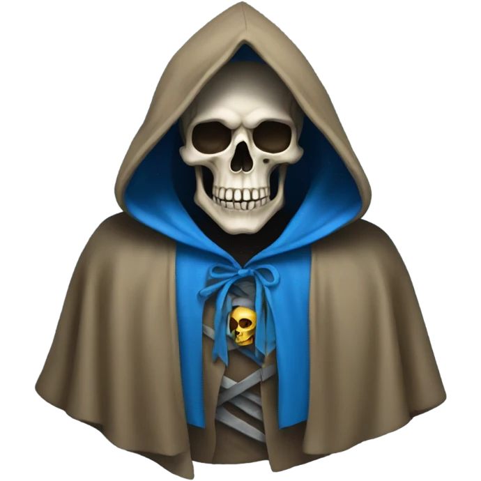skull wearing blue hood and cloak emoji