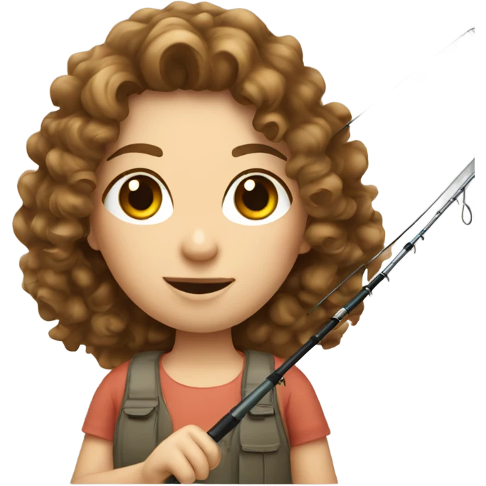 Brown curly haired white girl fishing emoji